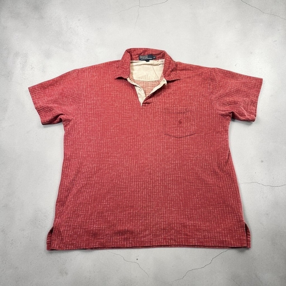 Polo Ralph Lauren Polo Shirt Mens XL Red Grid Pattern Short Sleeve Chest Pocket